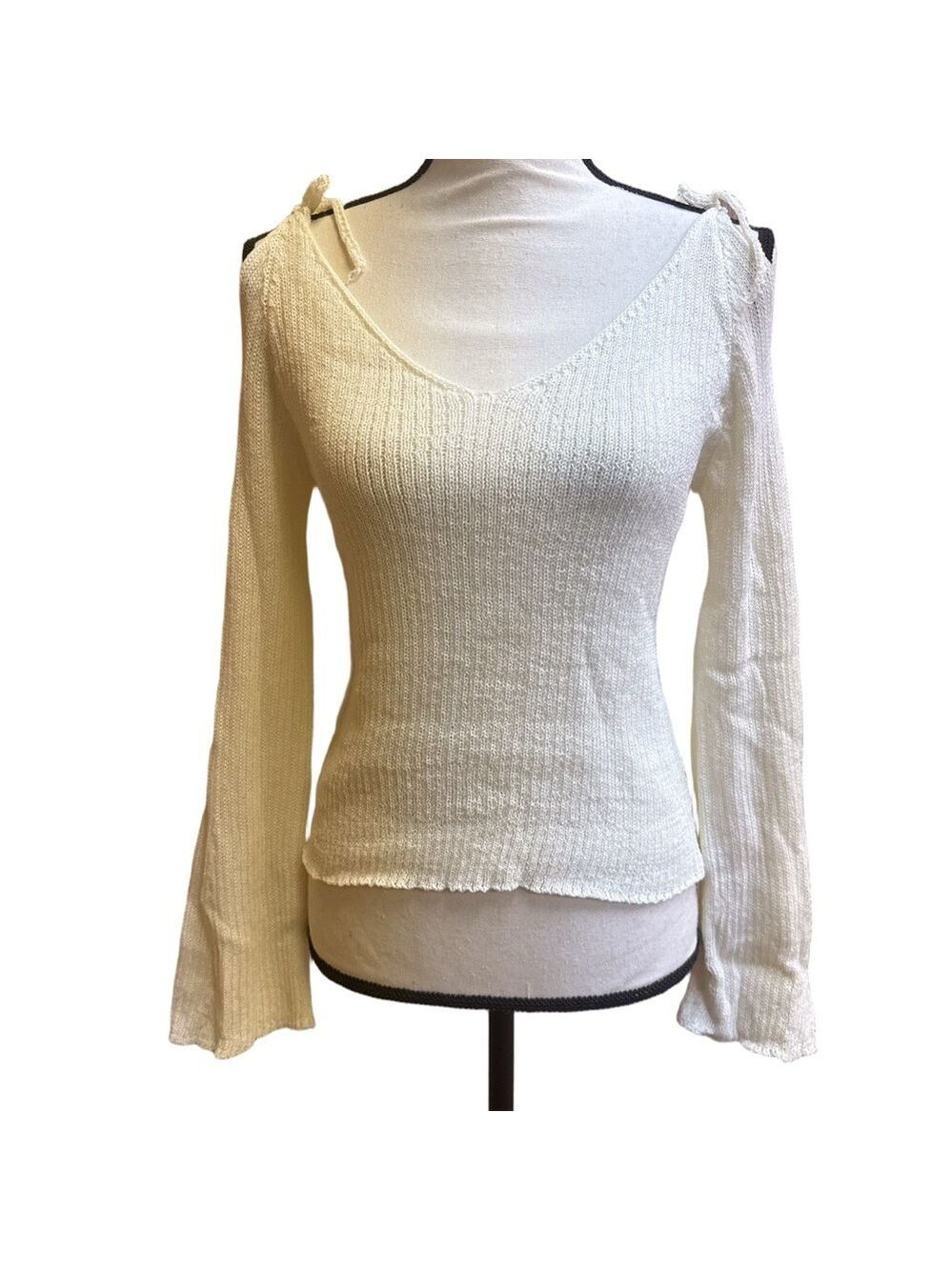 New Elegant Cream Women's Cold Shoulder Sweater